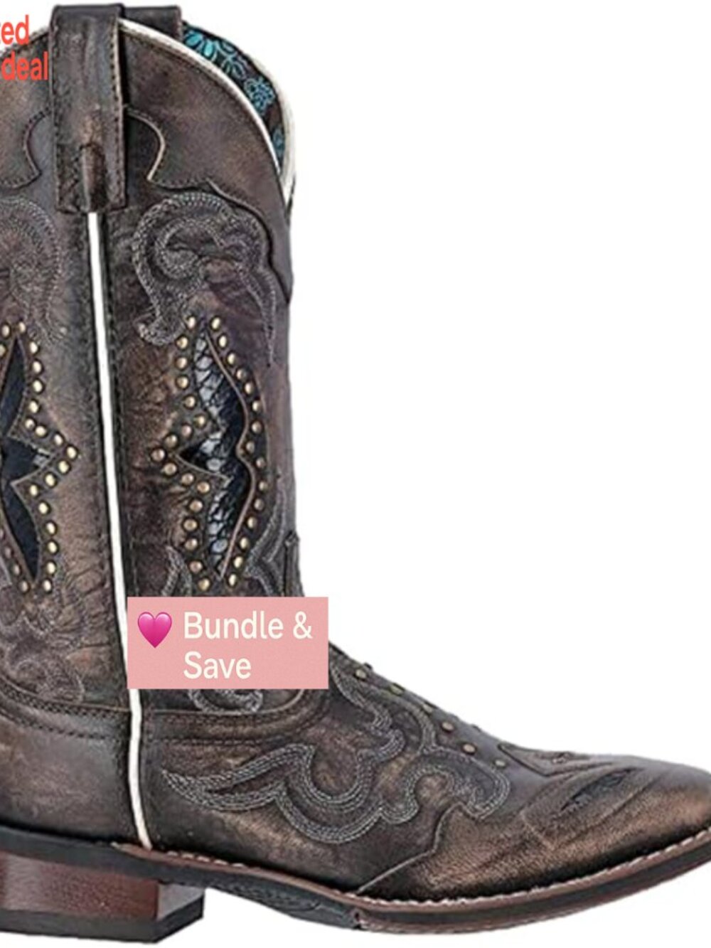 Embroidered Round Toe Pull On Mid Calf Boots Low Heel Casual
